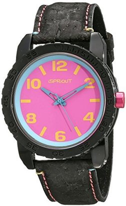 Sprout Unisex ST/7011PKBK Pink Corn Resin Dial Black Cork Strap Watch