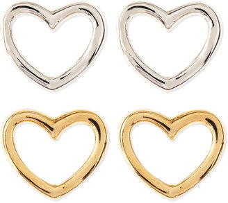 Marc by Marc Jacobs Love Heart Stud Earrings, Silvertone