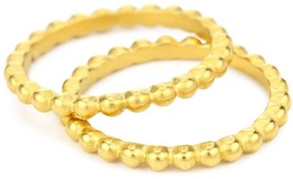 Avindy Jewelry "Stackable Bands" Set of Two Golden Beaded Rings