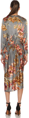 Zimmermann Carousel Twist Knot Drape Silk Dress in Floral