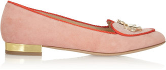 Charlotte Olympia Year of the Dog suede slippers