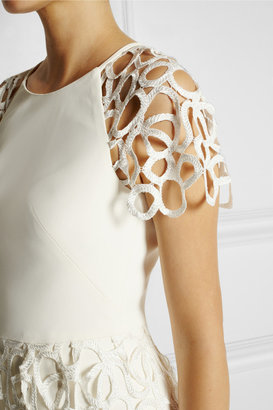 Lela Rose Lace-trimmed stretch-crepe dress