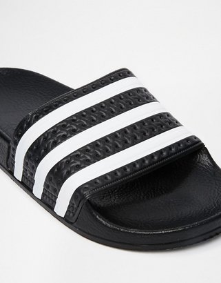 adidas Adilette Black & White Stripe Slider Sandals
