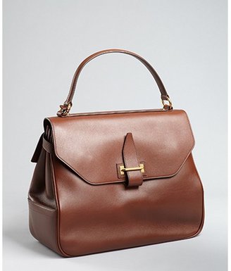 Tom Ford brown leather top handle flap satchel