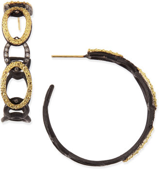 Armenta Midnight & Yellow Gold Circle Link Hoop Earrings with Diamonds