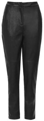 Topshop Womens Leather-Look Peg Leg Trousers - Black