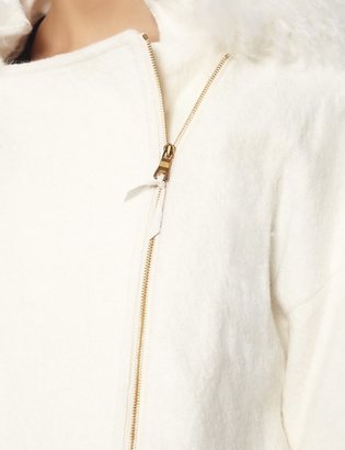 L'Agence Ivory Fur Trim Jacket