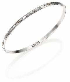 Konstantino Classic 18K Yellow Gold & Sterling Silver Etched Cross Bangle Bracelet