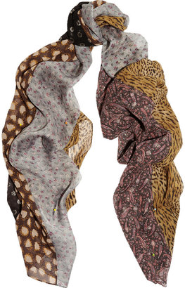 Saint Laurent Patchwork silk and chiffon scarf
