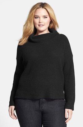 Eileen Fisher Funnel Neck Boxy Yak & Merino Sweater (Plus Size)