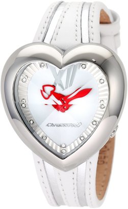 Chronotech Women's CT.7688M/01 Heart Shape White Leather Watch