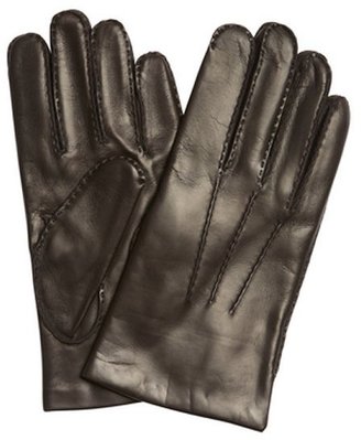 Portolano chocolate brown nappa leather seamed detail cashmere lined gloves