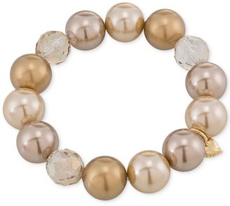 Carolee Gold-Tone Imitation Pearl and Faceted Bead Stretch Bracelet