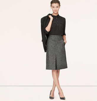 LOFT Petite Peppered Tweed Midi Skirt