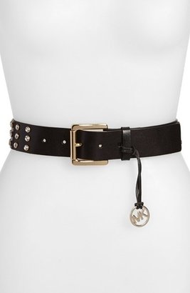 MICHAEL Michael Kors Rhinestone Studded Leather Belt