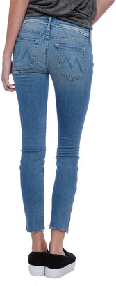 Mother Cropped Zippered Frayed Jeans