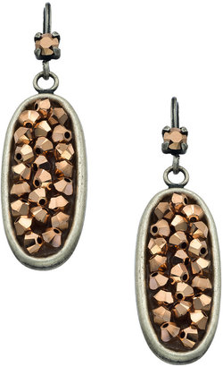 Liz Palacios Silver and Rose Gold Crystal Oval Drop Earrings