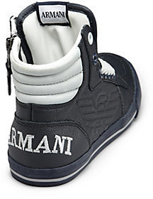 Armani Junior Kid's Leather Logo High-Top Sneakers