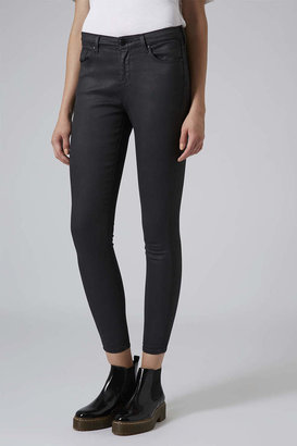 Topshop Moto black coated leigh jeans