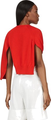 J.W.Anderson Red Ribbed Open-Sleeve Sweater