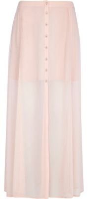 River Island Light pink chiffon button through maxi skirt