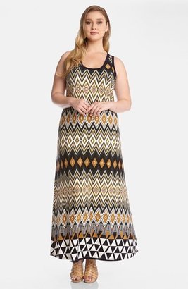 Karen Kane 'Egyptian Diamond' Print Maxi Dress (Plus Size)
