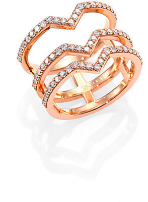 Cristina Diamond & 14K Rose Gold Three Bar Ring
