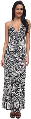 T-Bags 2073 Tbags Los Angeles Deep-V Ruched Halter Maxi with Triple Braid