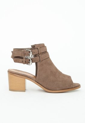 Missguided Lily Peep Toe Cut Out Shoe Boots Mocha