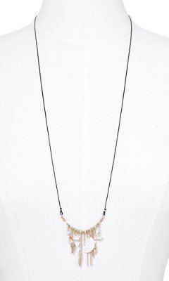 Express Mixed Charm And Chain Long Cord Necklace