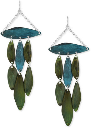 Robert Lee Morris Soho Earrings, Silver-Tone Blue and Green Patina Petal Chandelier Earrings
