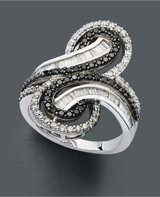 Black Diamond Wrapped in Love™ Diamond Ring, Sterling Silver and White Diamond Swirl (1 ct. t.w.)