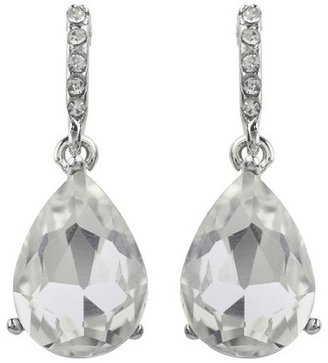 Roman & Sunstone Women's Dangle Earrings Crystal Drop and 15X10 Pear Shape Crystal - Silver/Clear