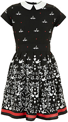 Yumi Girl Birdie Print Dress, Black