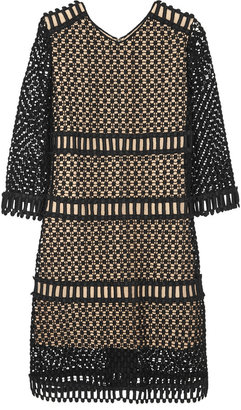 Chloé Crocheted wool and cotton-blend mini dress