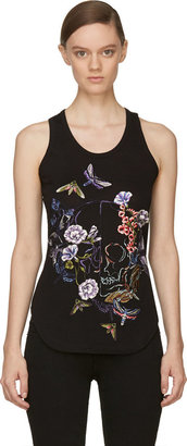 Alexander McQueen Black Flowers & Moths Embroidered Tank Top