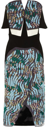 Peter Pilotto Wave sequined silk-blend crepe and chiffon dress