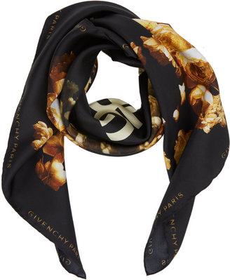 Givenchy Rose-Print Silk Square Scarf
