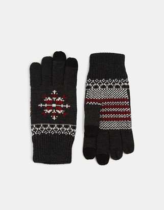 ASOS Touch Screen Gloves With Snowflake Design - Charcoal