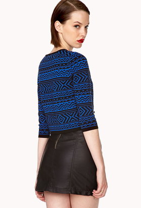 Forever 21 Geo Babe Cropped Sweater