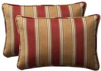 Pillow Perfect Decorative Red/Gold Striped Toss Pillow, Rectangle, 2-Pack