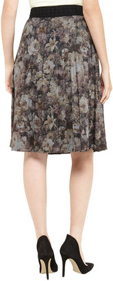 PANIZ Floral Pleated Midi Skirt