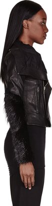 Rick Owens Black Leather Monkey Cuff Biker Jacket