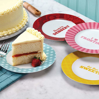 CAKE BOSS Cake BossTM Set of 4 Porcelain Dessert Plates - Patterns & Quotes