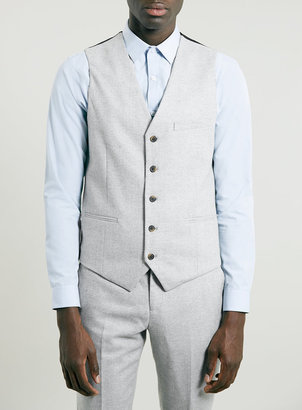 Topman Premium Grey Herringbone Suit Waistcoat