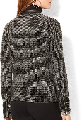 Lauren Ralph Lauren Petites Faux Leather Trim Tweed Jacket