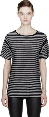 Alexander Wang T by Black Striped Stripe Knit Top