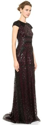 J. Mendel Short Sleeve Embroidered Gown