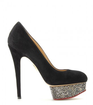 Charlotte Olympia DOLLY SUEDE GLITTER SOLE PLATFORM PUMPS