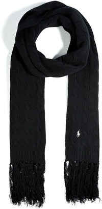 Polo Ralph Lauren Wool-Cashmere Classic Cable Scarf in Polo Black Gr. ONE SIZE